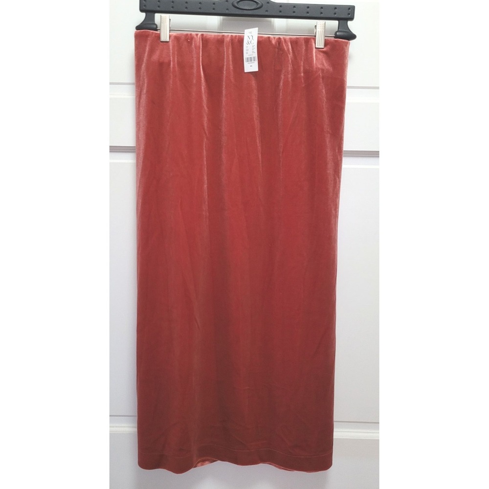 NY&C New York & Co Women's Velvet Velour Midi Skirt - Sienna Rust - Sz 4X‎
